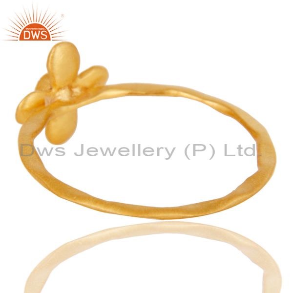 Suppliers Handmade Flower Design White Zirconia Brass Stackable Ring With 18k Gold Plated