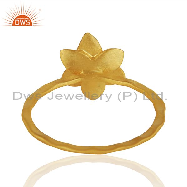 Suppliers Traditional Handmade Flower Brass Flower Design Ring with 18k Gold Plated