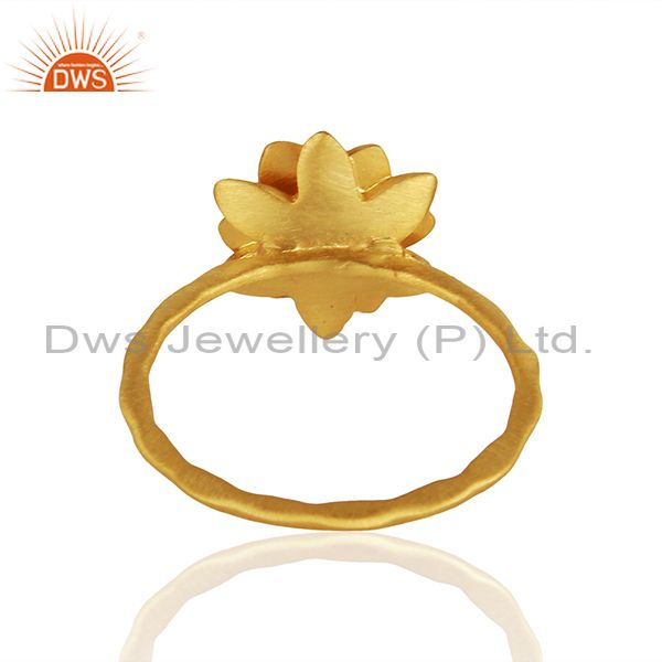 Suppliers Traditional Handmade Flower Brass Flower Design Ring with 18k Gold Plated & CZ