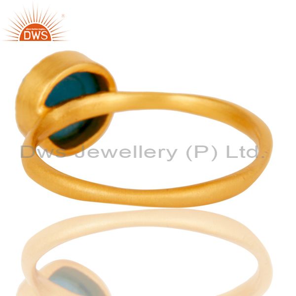 18K Gold Plated Little Anniversary Brass Ring With Turquoise