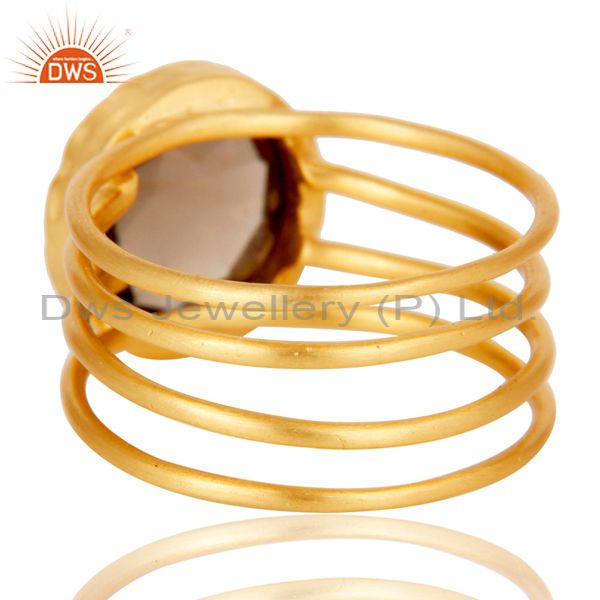 Suppliers Smoky Topaz Studded Gold Plated Wiring Designer Fashion Statement Ring