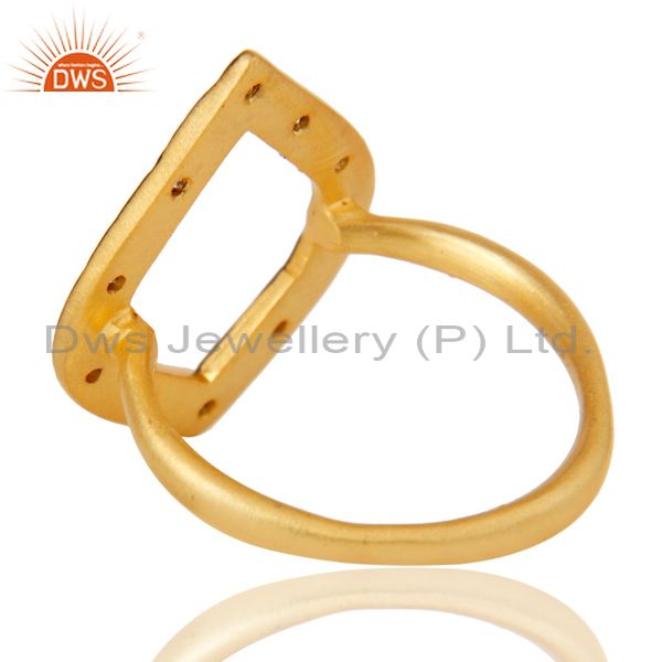 Suppliers Traditional Handmade Art Deco Brass Ring With 18K Gold Plated & White Zirconia
