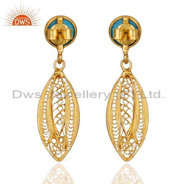 Suppliers New Designer Collection 925 Sterling Silver Turquoise Gemstone Filigree Earrings