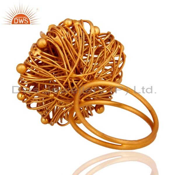 Suppliers Handmade Gold Plated 925 Sterling Silver Messy Wire Bird`d Nest Design Ring