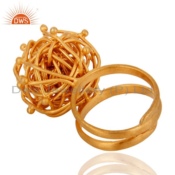 Suppliers Unique Indian Hand Crafted 18k Gold Plated 925 Sterling Silver Designer Ring