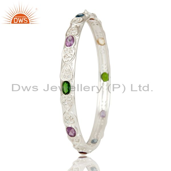 Wholesalers of Chrome diopsite amethyst multi stone colorful 925 silver bangle