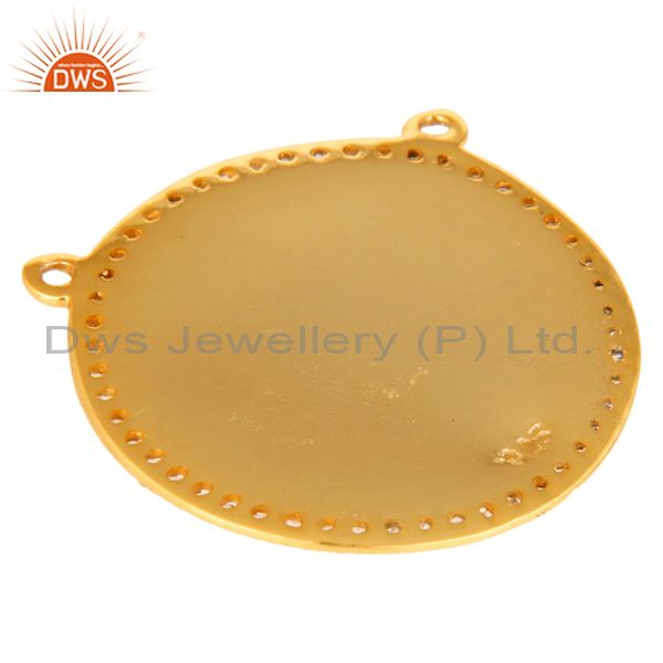 Suppliers 18K Yellow Gold Plated Sterling Silver White Topaz Evil Eye Connector Necklace