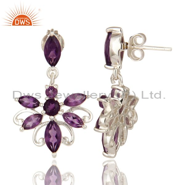 Suppliers 925 Sterling Silver Amethyst Gemstone Cluster Butterfly Dangle Earrings