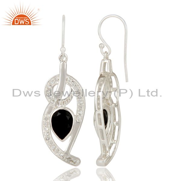 Suppliers Black Onyx And White Topaz Sterling Silver Designer Earrings
