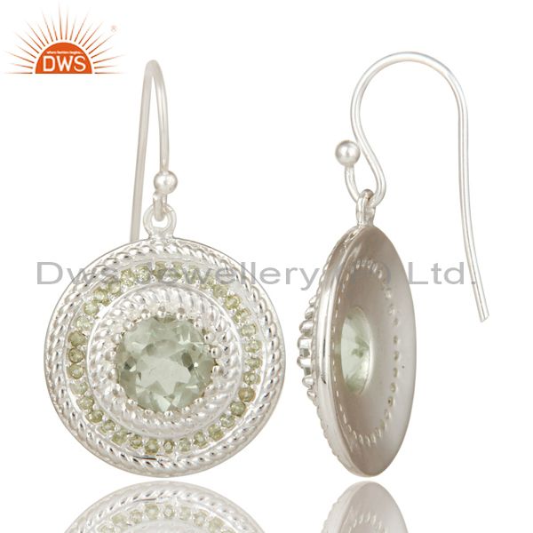 Suppliers 925 Sterling Silver Green Amethyst and Peridot Gemstone Disc Dangle Earrings
