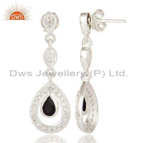 Suppliers Black Onyx And White Topaz Sterling Silver Bridal Fashion Earrings
