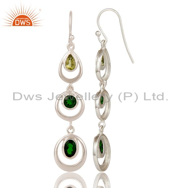 Suppliers Chrome Diopsite and Peridot Sterling Silver Gemstone Dangle Earring