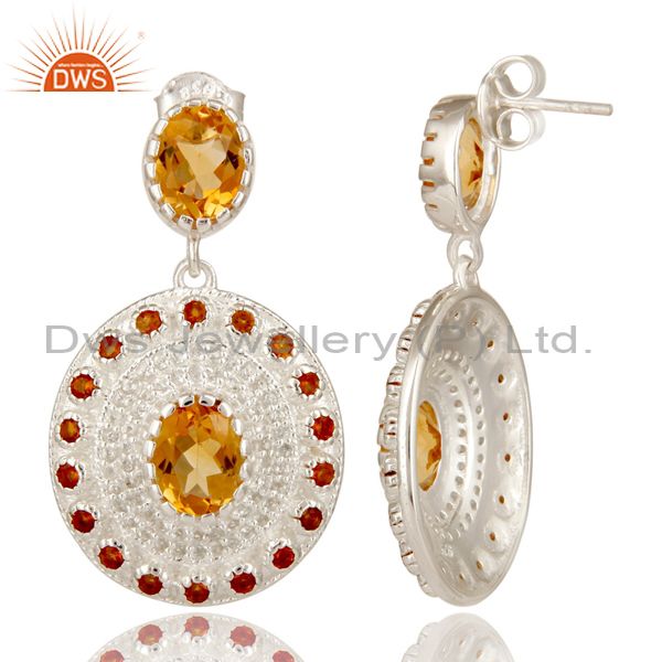 Suppliers 925 Sterling Silver Citrine And White Topaz Womens Wedding Dangle Earrings