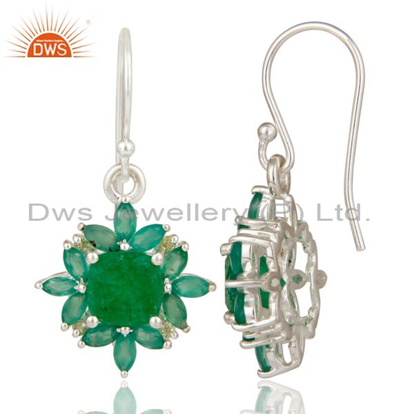 Suppliers Natural Peridot Green Aventurine and Onyx Gemstone Sterling Silver Earrings