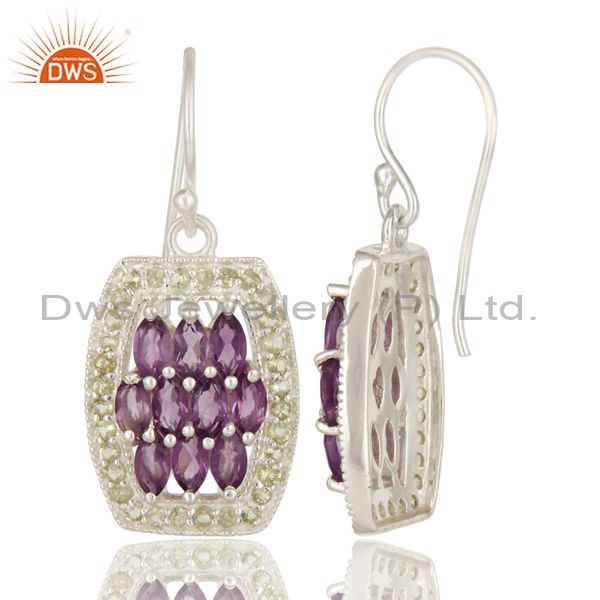 Suppliers Natural Amethyst And Peridot Sterling Silver Solitaire Dangle Earrings