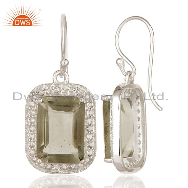 Suppliers 925 Sterling Silver Green Amethyst & White Topaz Fine Gemstone Earrings Jewelry