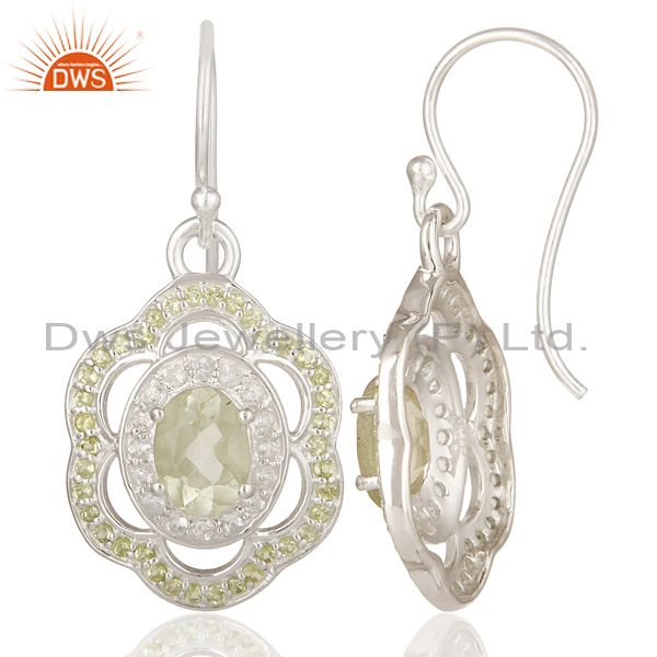 Suppliers Green Amethyst, Peridot And White Topaz Sterling Silver Designer Earrings