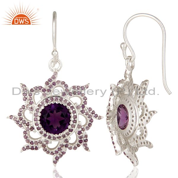 Suppliers Designer 925 Sterling Silver Amethyst Gemstone Womens Dangle Earrings