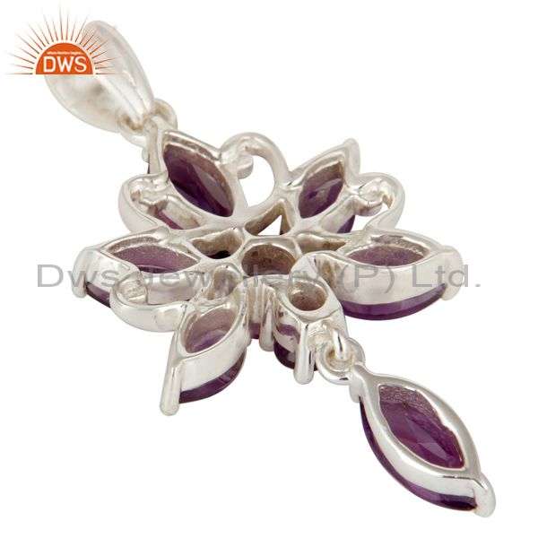 Suppliers Natural Purple Amethyst Gemstone Sterling Silver Cluster Designer Pendant