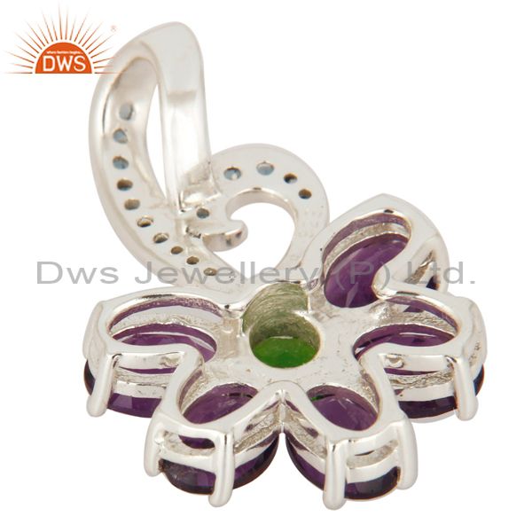 Suppliers Natural Amethyst, Blue Topaz And Chrome Diopside Pendant In 925 Sterling Silver