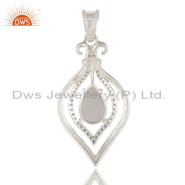 Suppliers Natural Rainbow Moonstone and Blue Topaz 925 Sterling Silver Designer Pendant