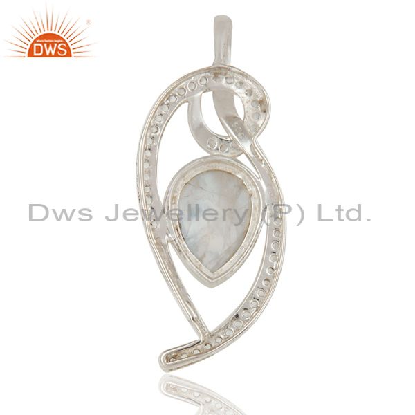 Suppliers 925 Sterling Silver Rainbow Moonstone And White Topaz Pendant For Womens
