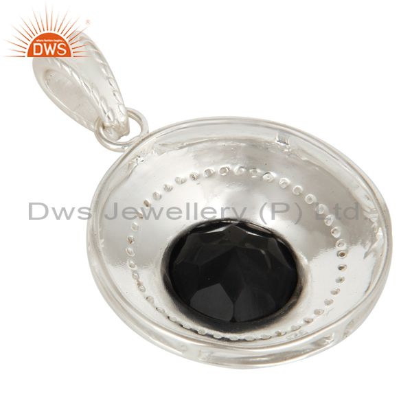 Suppliers Handmade Sterling Silver Black Onyx And White Topaz Disc Pendant