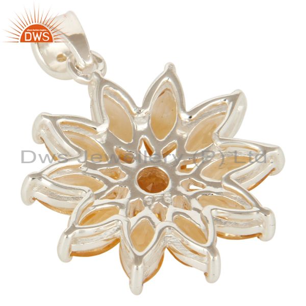 Suppliers Solid Sterling Silver Natural Citrine Gemstone Floral Cluster Pendant