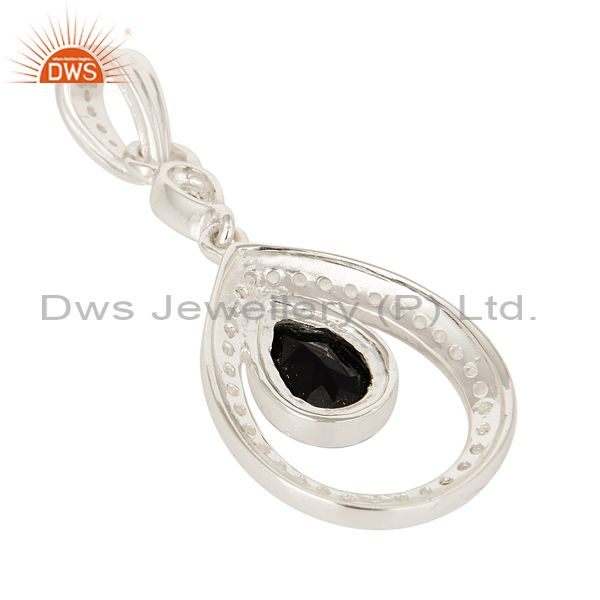 Suppliers White Topaz And Black Onyx Gemstone 925 Sterling Silver Designer Pendant