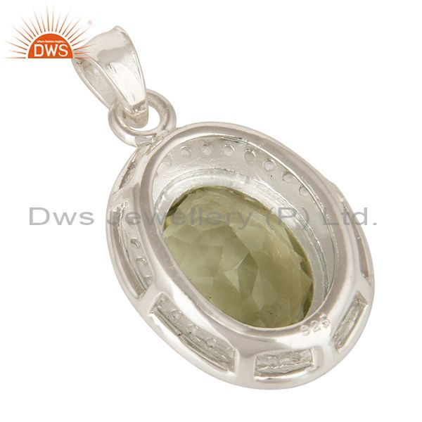 Suppliers Natural Green Amethyst And White Topaz Sterling Silver Gemstone Designer Pendant