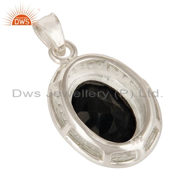 Suppliers Natural Black Onyx And White Topaz Sterling Silver Prong Set Gemstone Pendant