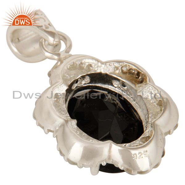 Suppliers 925 Sterling Silver Black Spinel, Black Onyx And White Topaz Gemstone Pendant