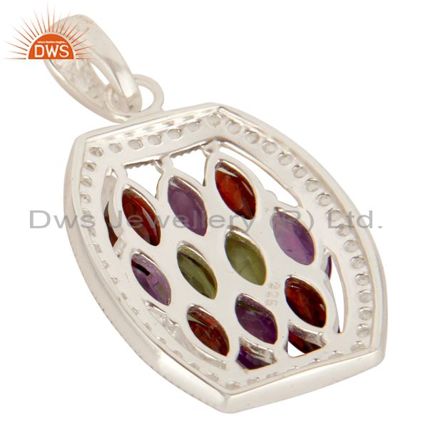 Suppliers Amethyst, Garnet And Peridot Sterling Silver Cluster Pendant With White Topaz
