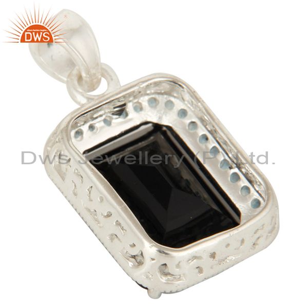 Suppliers 925 Sterling Silver Black Onyx And Blue Topaz Gemstone Pendant Jewelry