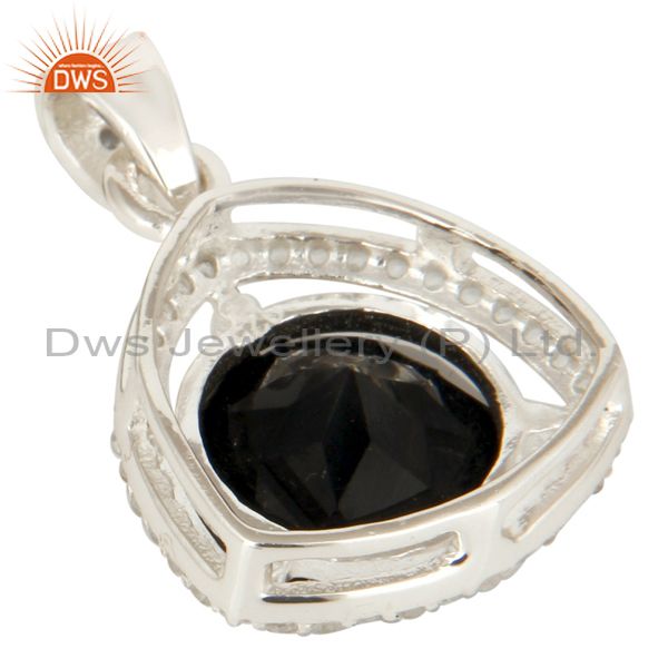 Suppliers 925 Sterling Silver Natural Black Onyx With White Topaz Gemstone Cluster Pendant