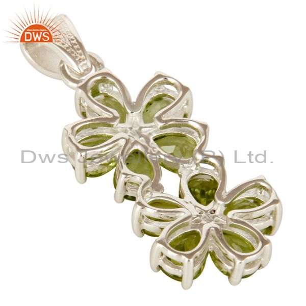 Suppliers 925 Sterling Silver Natural Peridot Gemstone Flower Cluster Pendant
