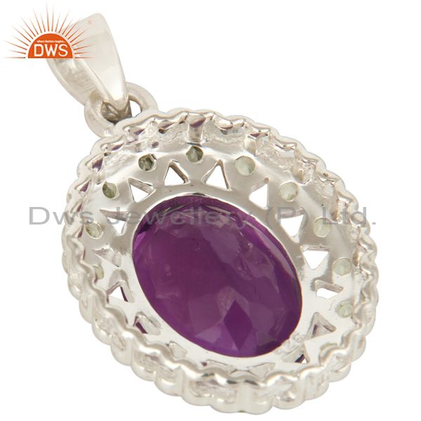 Suppliers 925 Sterling Silver Purple Amethyst And Peridot Prong Set Pendant
