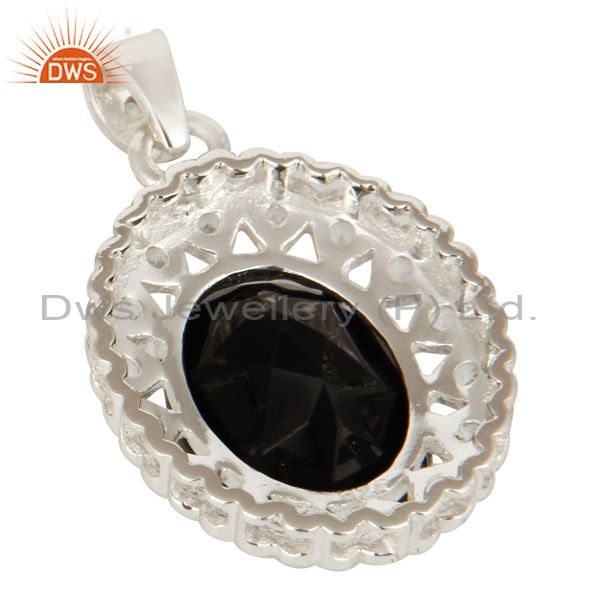 Suppliers Designer Black Onyx And White Topaz Pendant Made In Sterling Silver