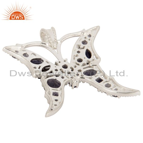 Suppliers 925 Sterling Silver Iolite Gemstone Butterfly Designer Cluster Pendant Jewelry