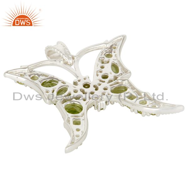 Suppliers 925 Sterling Silver Prong Set Peridot Gemstone Butterfly Designer Pendant