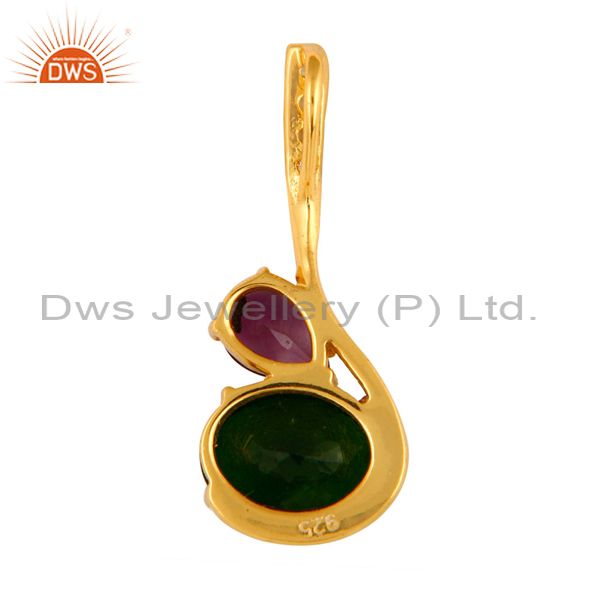 Suppliers 18K Gold Plated Sterling Silver Natural Amethyst And Chrome Dispose Pendant
