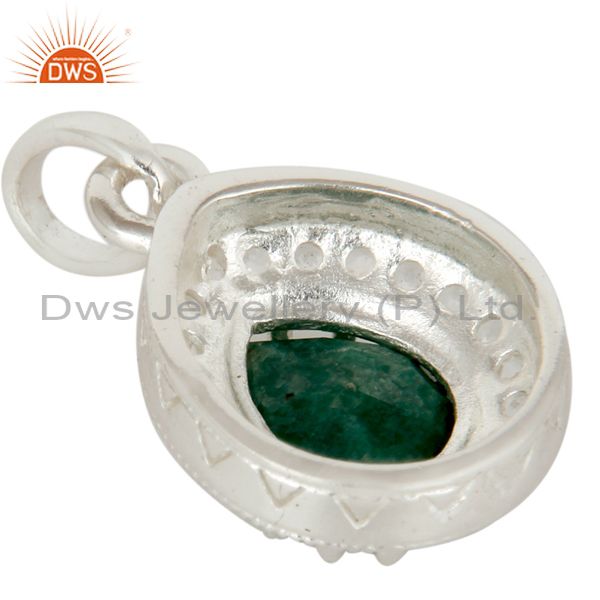 Suppliers 925 Sterling Silver Emerald And White Topaz Gemstone Drop Pendant