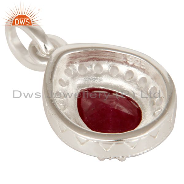 Suppliers 925 Sterling Silver Red Corundum And White Topaz Gemstone Drop Pendant