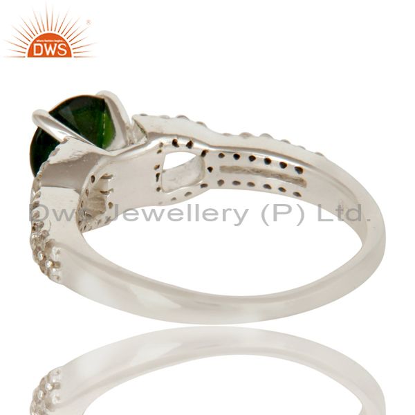Suppliers 925 Sterling Silver Diopside Chrome And White Topaz Halo Style Ring