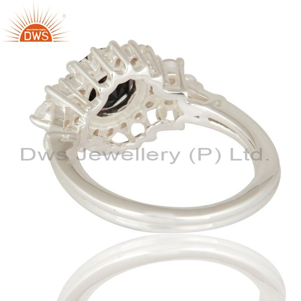 Suppliers Fine 925 Sterling Silver Ring Jewelry With Black Onyx And White Topaz Gemstone