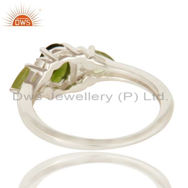 Suppliers Natural Chrome Diopside And Peridot Sterling Silver Ring With White Topaz