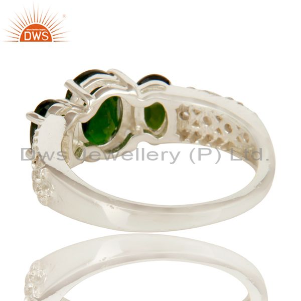 Suppliers 925 Sterling Silver Genuine Chrome Diopside with White Topaz Accent Ring