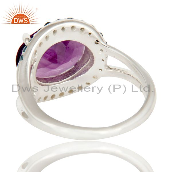 Suppliers Amethyst and Blue Topaz Gemstone 925 Sterling Silver Solitaire Ring