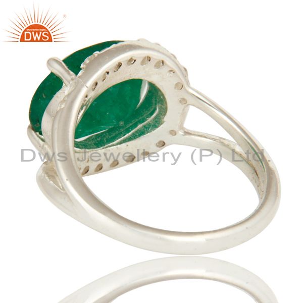 Suppliers 925 Sterling Silver Emerald Green Corundum And White Topaz Split Shank Ring