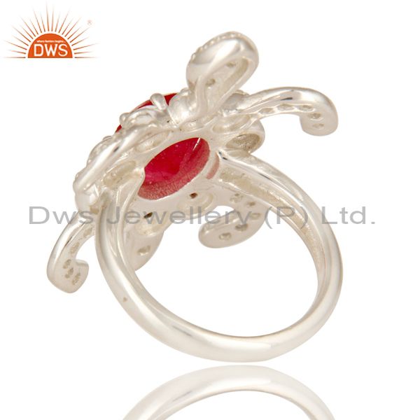 Suppliers 925 Sterling Silver Red Aventurine, Garnet And White Topaz Turtle Design Ring